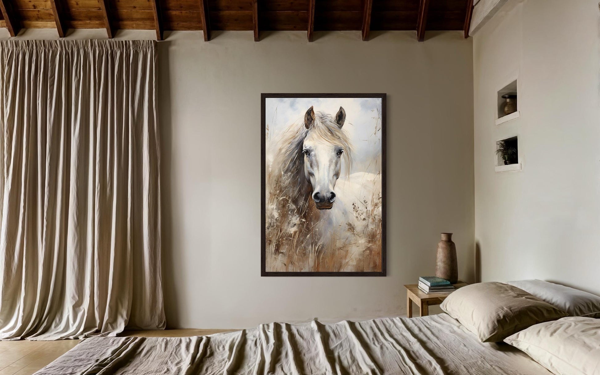 Farm Horse Wall Art - Rustic Farmhouse Chic Canvas Wall Decor