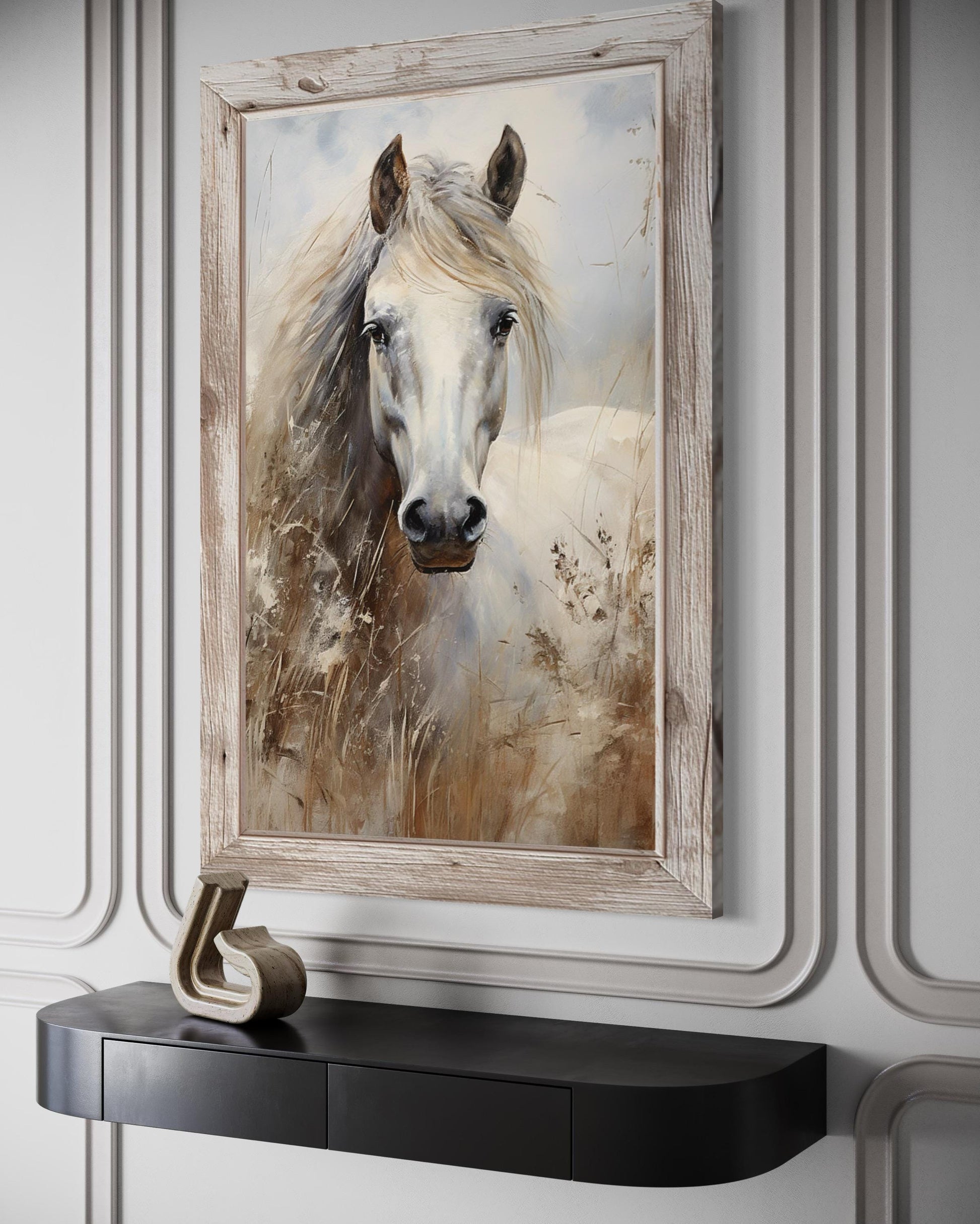 Farm Horse Wall Art - Rustic Farmhouse Chic Canvas Wall Decor