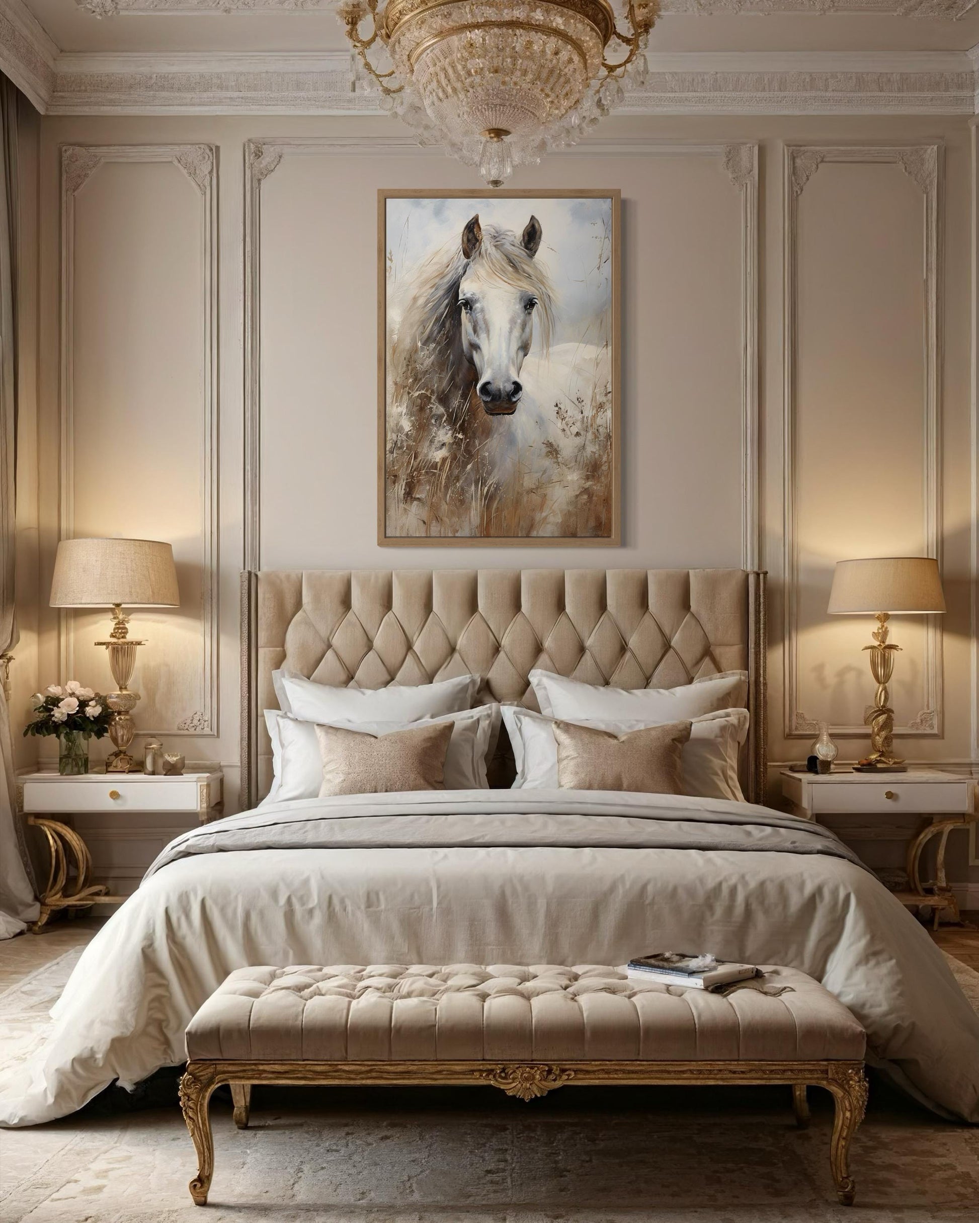 Farm Horse Wall Art - Rustic Farmhouse Chic Canvas Wall Decor