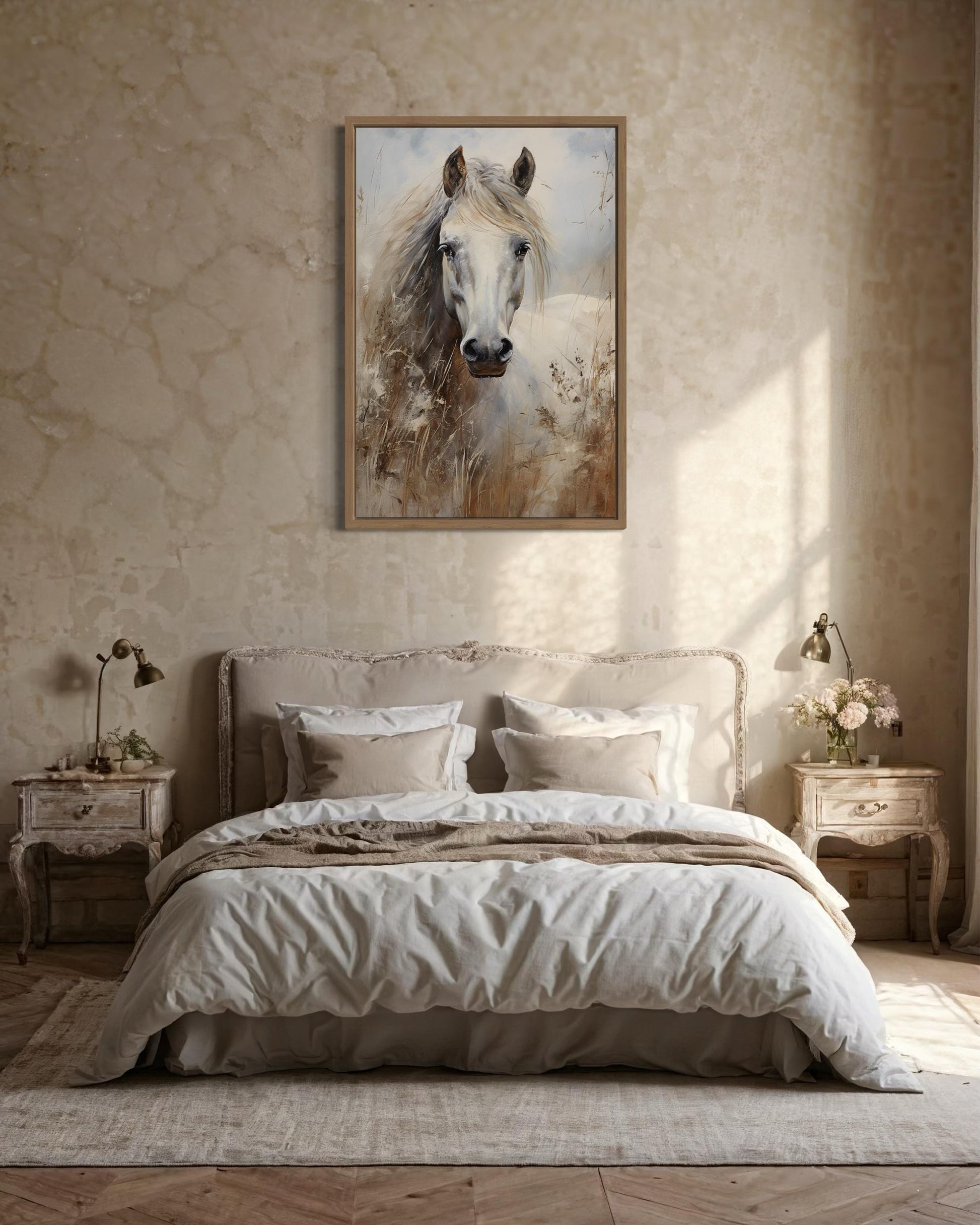 Farm Horse Wall Art - Rustic Farmhouse Chic Canvas Wall Decor