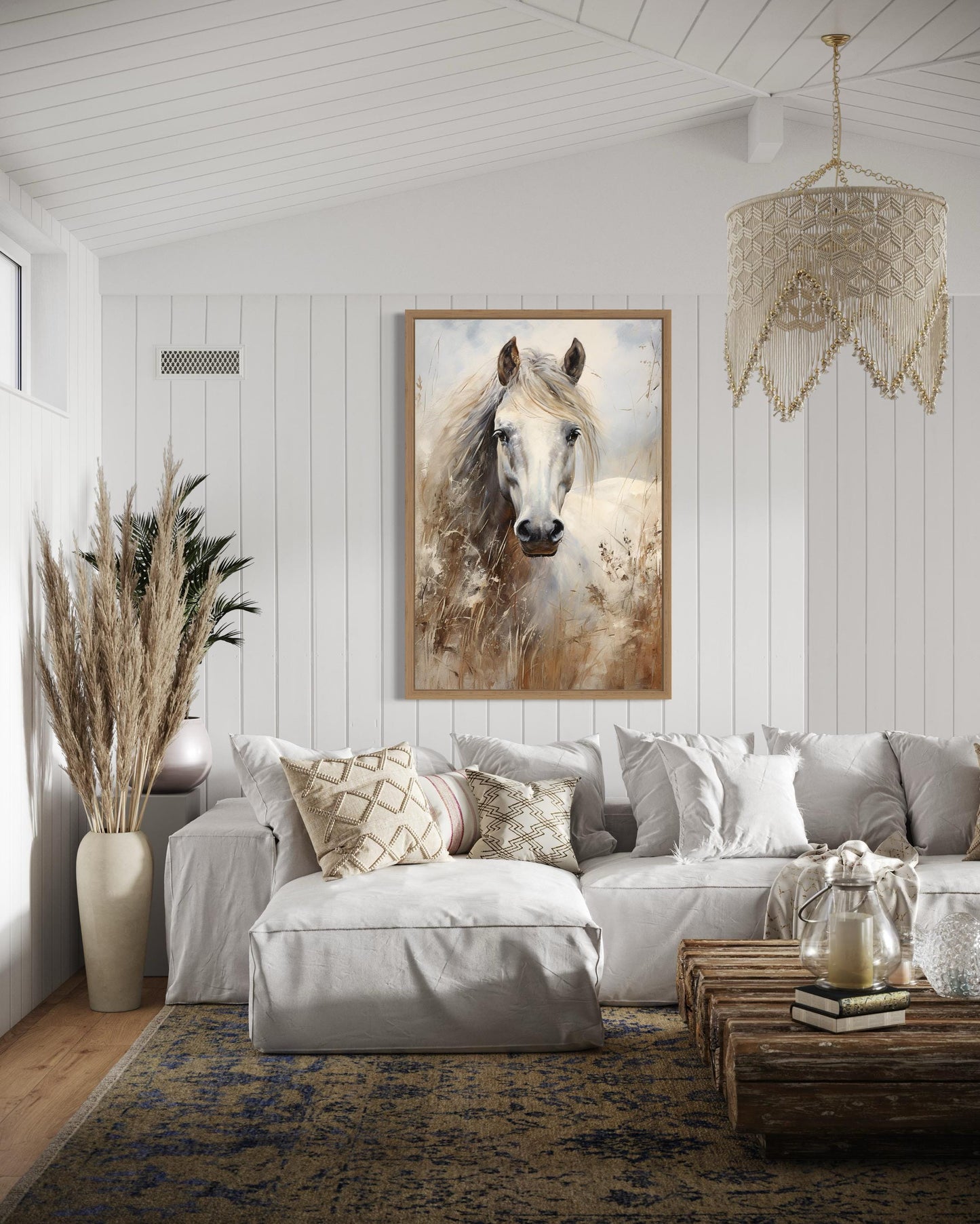 Farm Horse Wall Art - Rustic Farmhouse Chic Canvas Wall Decor
