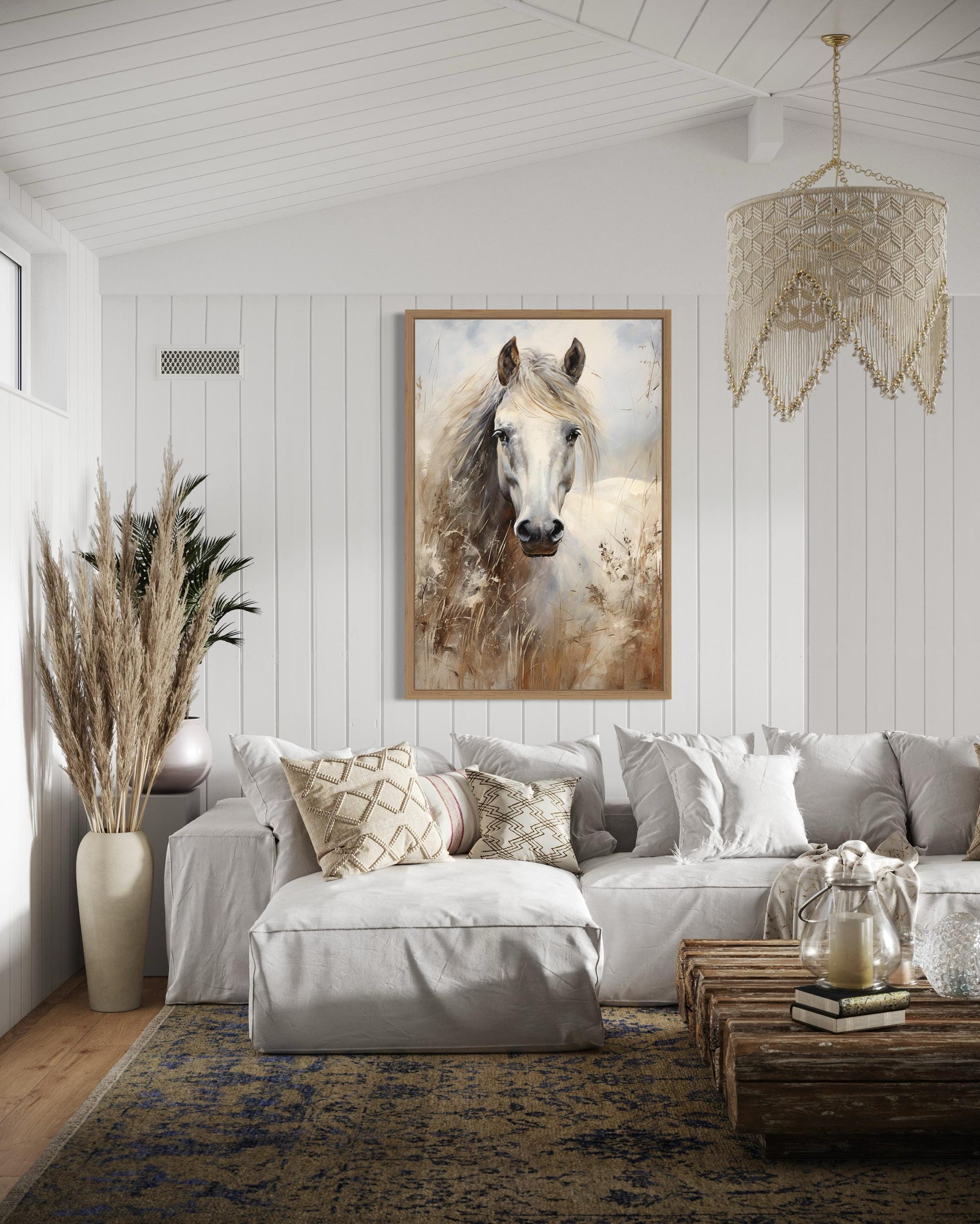 Farm Horse Wall Art - Rustic Farmhouse Chic Canvas Wall Decor