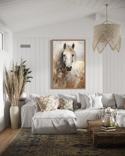 Farm Horse Wall Art - Rustic Farmhouse Chic Canvas Wall Decor