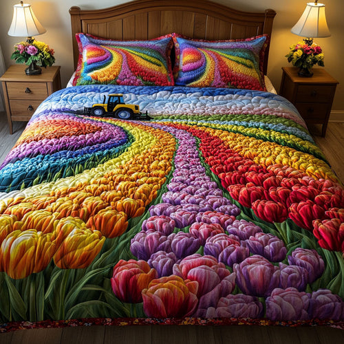 Farm Field Colors 3-Piece Quilted Bedding Set - Single (59" x 70")