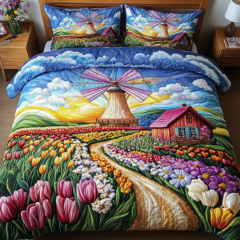 Farmhouse Bliss 3-Piece Quilted Bedding Set - Single (59" x 70")