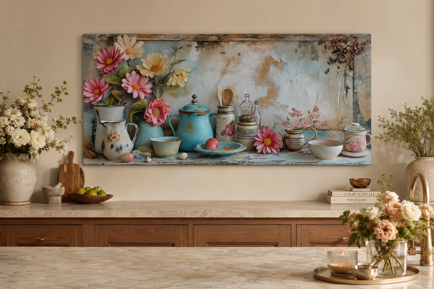 Rustic Chic Kitchenware Farmhouse Kitchen Framed Canvas Wall Art