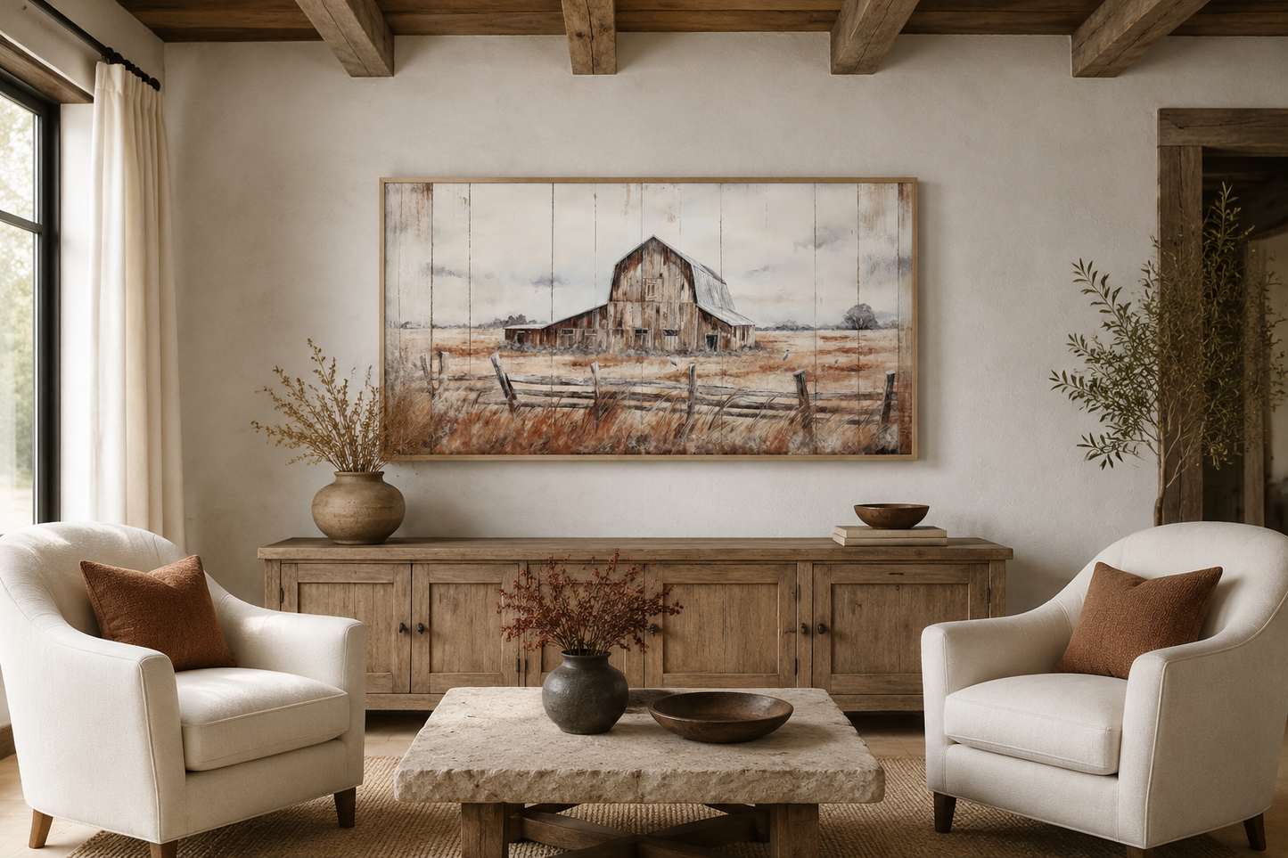 Rustic Barn Wall Art – Weathered Barn Artwork | Farmhouse Wall Decor Canvas