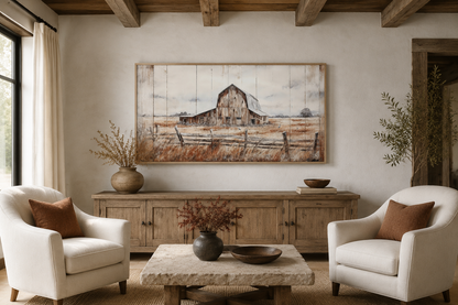 Rustic Barn Wall Art – Weathered Barn Artwork | Farmhouse Wall Decor Canvas