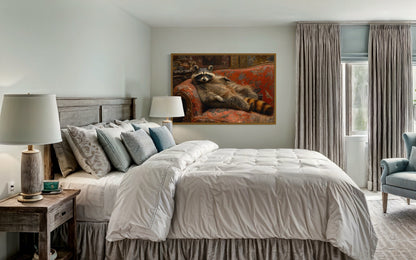 Fat Raccoon Victorian Portrait Framed Canvas Wall Art