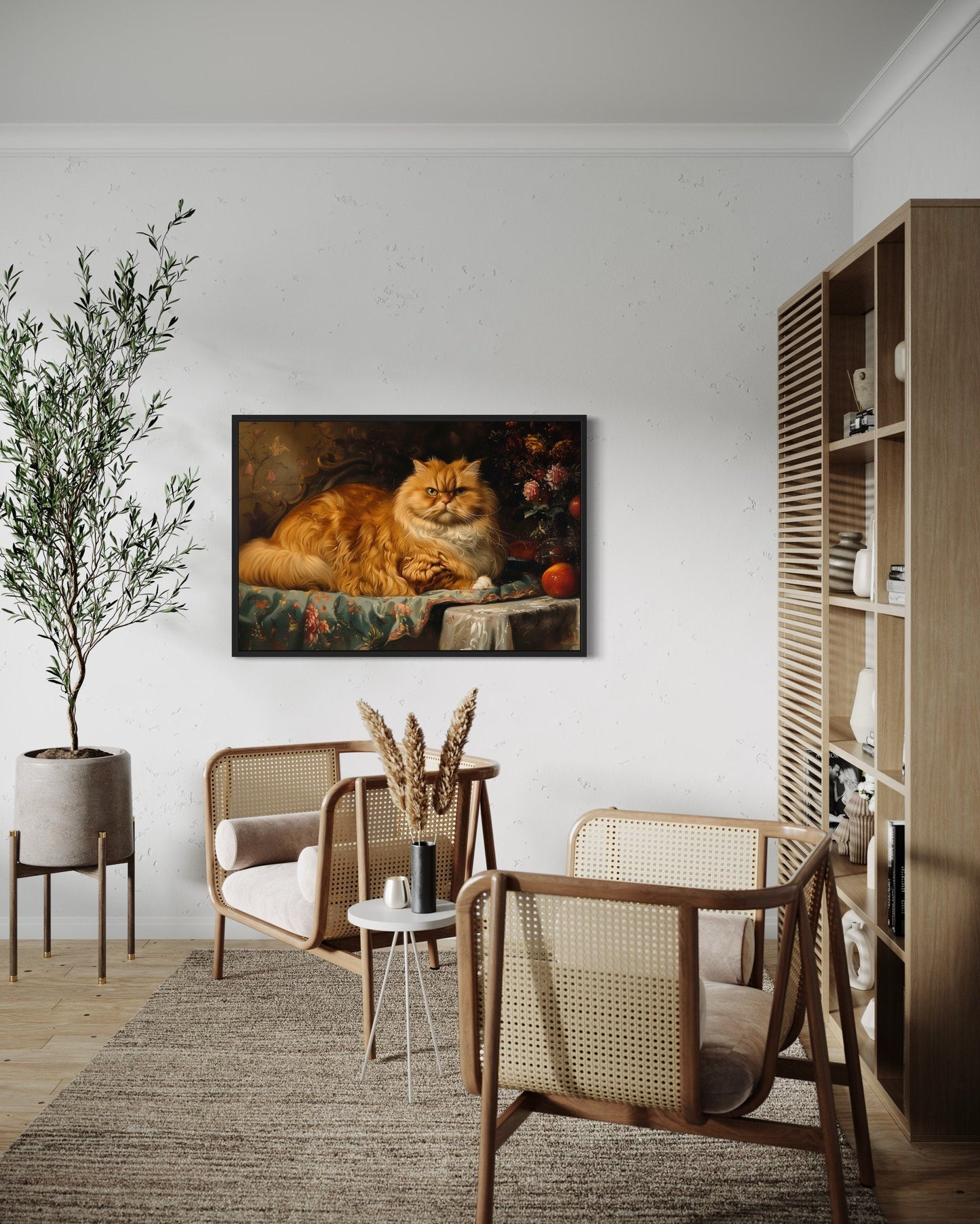 Fat Red Cat Victorian Portrait Framed Canvas Wall Art