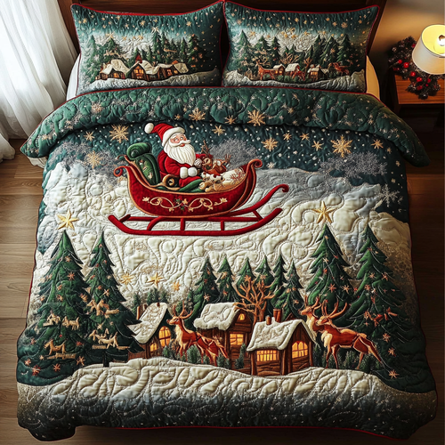 Father Christmas Bliss 3-Piece Quilted Bedding Set - Single (59" x 70")