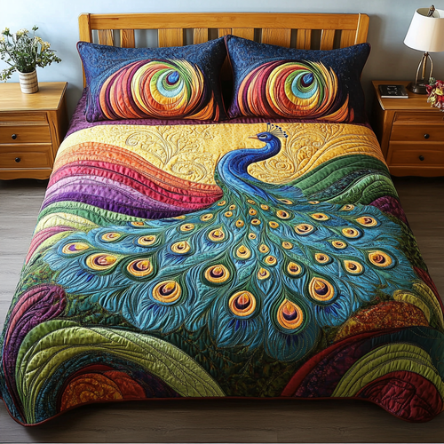 Feathered Elegance 3-Piece Quilted Bedding Set - Single (59" x 70")