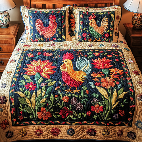 Feathered Friends 3-Piece Quilted Bedding Set - Single (59" x 70")