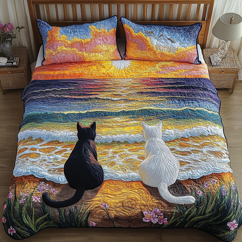 Feline Dream 3-Piece Quilted Bedding Set - Single (59" x 70")