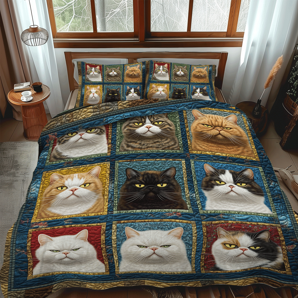 Feline and Fiction 3-Piece Quilted Bedding Set - Single (59" x 70")