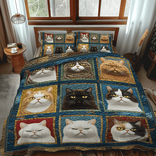 Feline and Fiction 3-Piece Quilted Bedding Set - Single (59" x 70")
