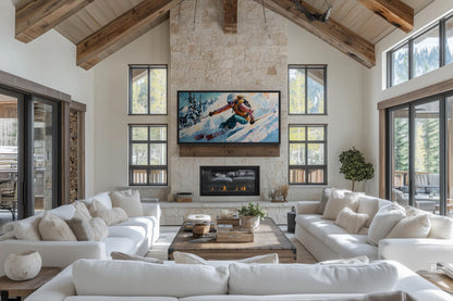 Female Skier Wall Art – Empowering Ski Art | Winter Sports Painting on Floating Frame Canvas
