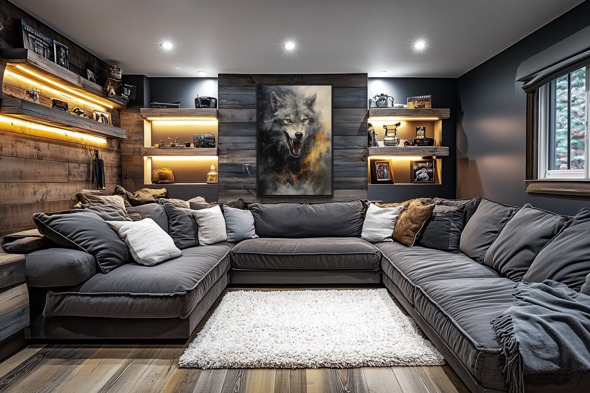 Fenrir Wolf Norse Mythology Framed Canvas Wall Art
