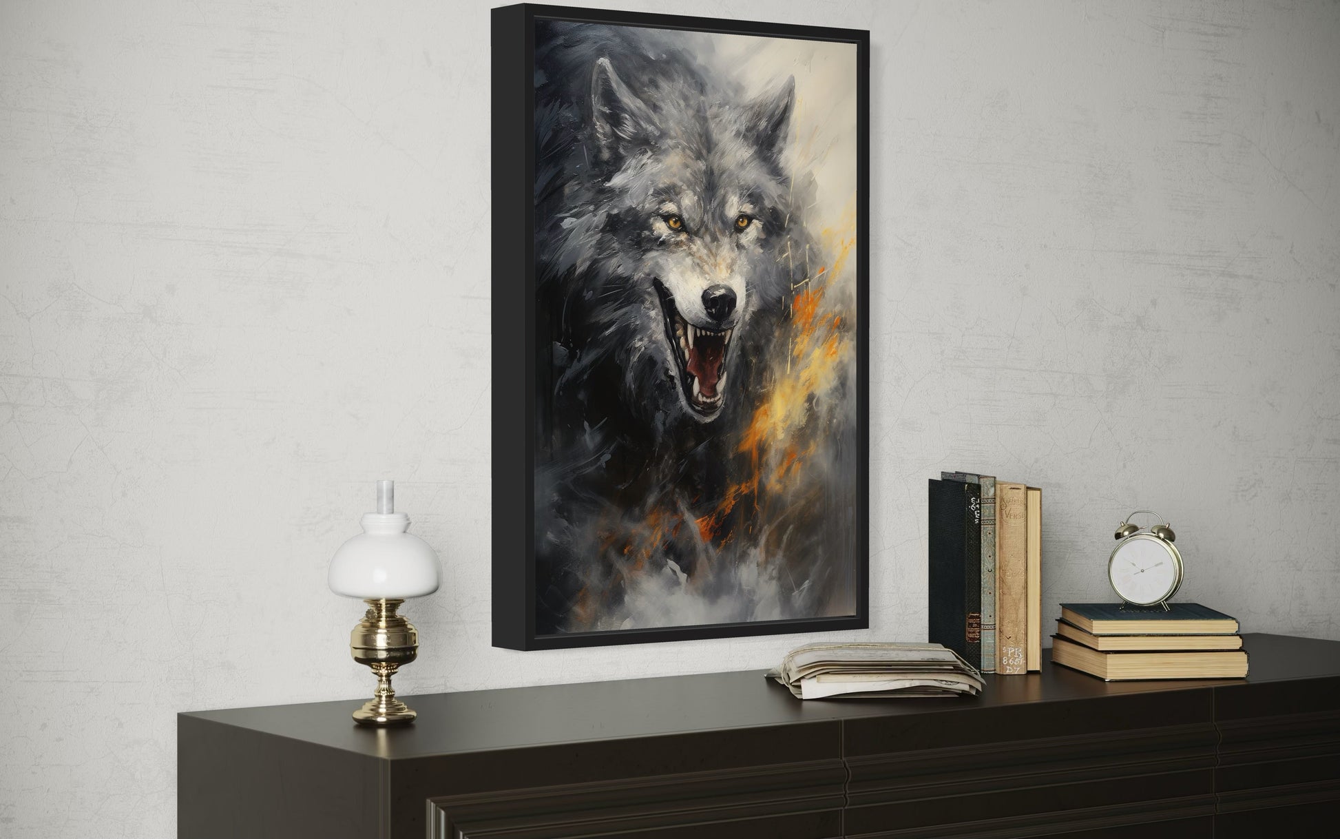 Fenrir Wolf Norse Mythology Framed Canvas Wall Art