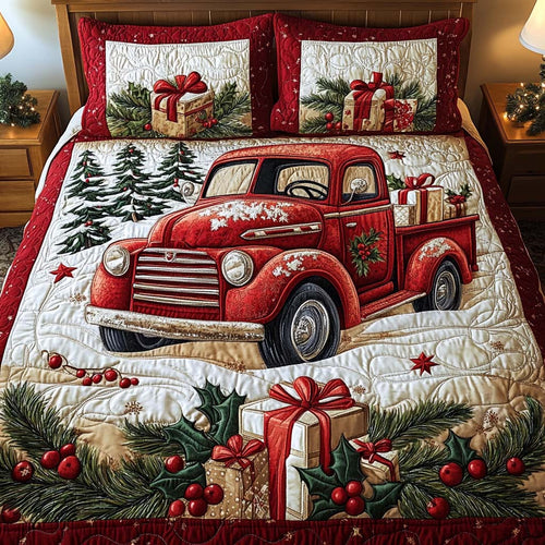Festive Wheels 3-Piece Quilted Bedding Set - Single (59" x 70")