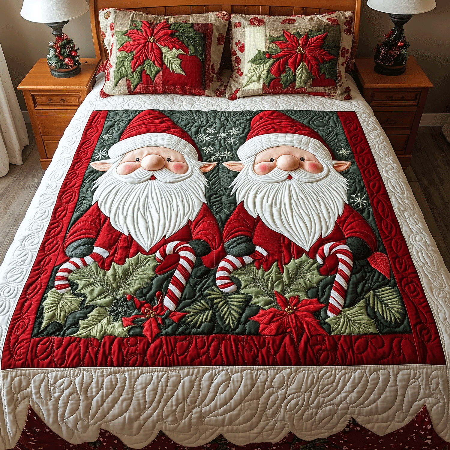 Festive Gnome 3-Piece Quilted Bedding Set - Single (59" x 70")