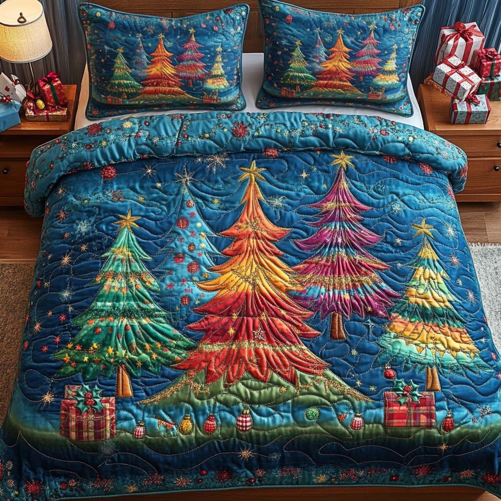Festive Spectrum 3-Piece Quilted Bedding Set - Single (59" x 70")