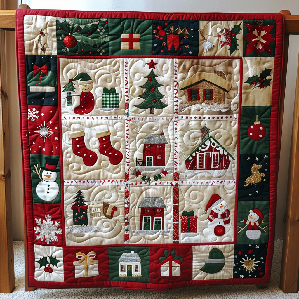 Throw (55'' x 60'') /Festive Village Quilted Blanket