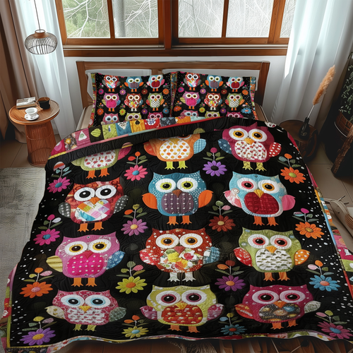 Fetching Owls 3-Piece Quilted Bedding Set - Single (59" x 70")