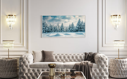 Fir Tree Forest Covered In Snow Winter Landscape Wall Art