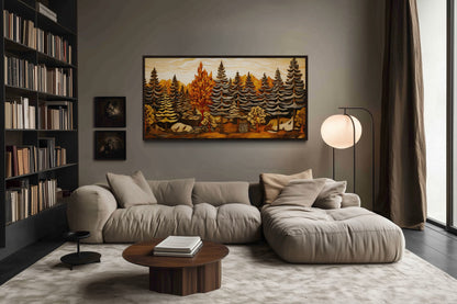 Fir Tree Forest Wall Art - Layered Wood Panel Rustic Cabin Decor Print