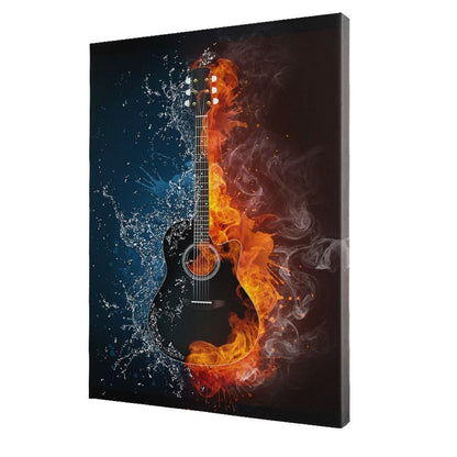 Fire & Water Guitar Canvas Wall Art