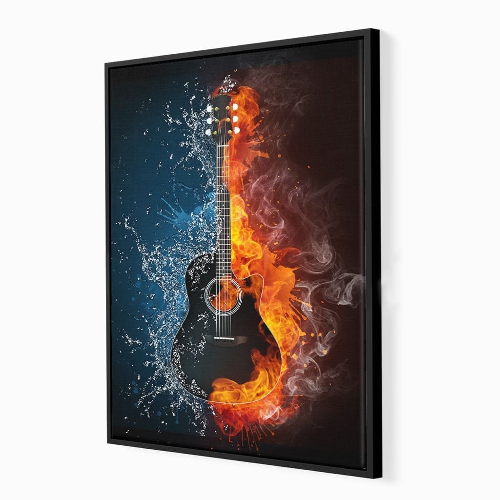 Fire & Water Guitar Canvas Wall Art