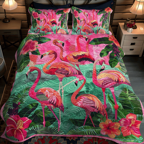 Flamingo Coast 3-Piece Quilted Bedding Set - Single (59" x 70")