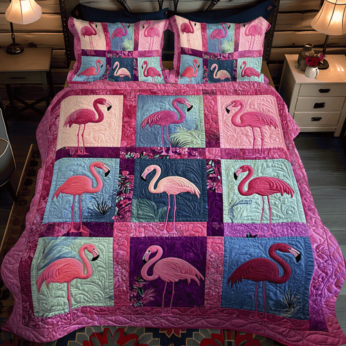 Flamingo Paradise 3-Piece Quilted Bedding Set - Single (59" x 70")