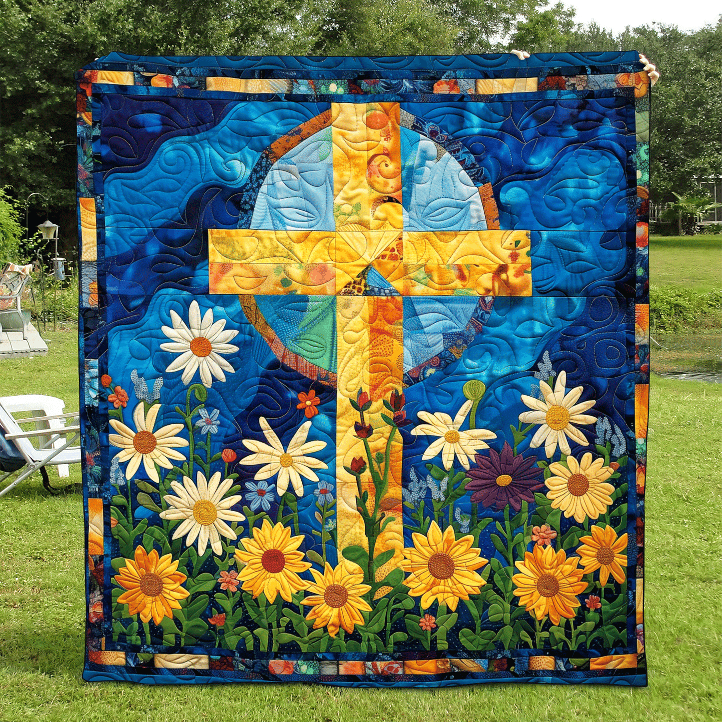Throw (55'' x 60'') /Floral Faith Quilted Blanket