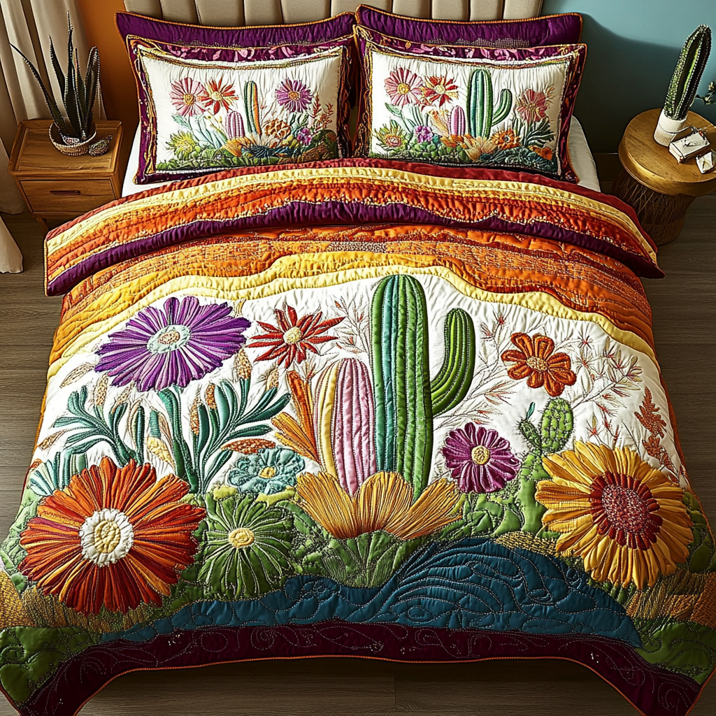Floral Bliss 3-Piece Quilted Bedding Set - Single (59" x 70")