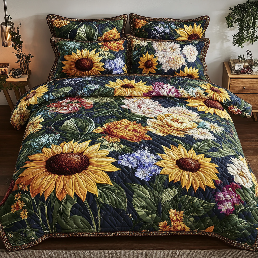 Floral Dream 3-Piece Quilted Bedding Set - Single (59" x 70")
