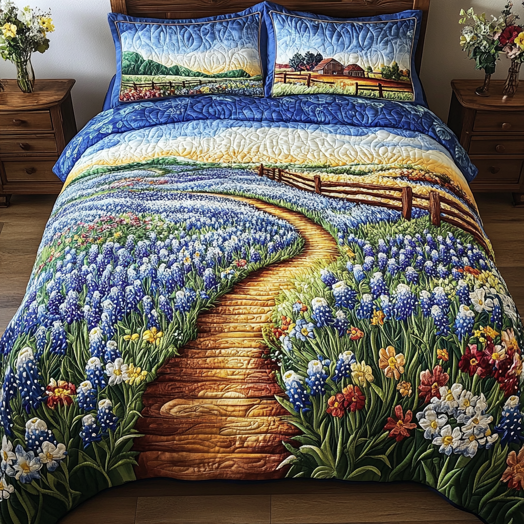 Floral Garden 3-Piece Quilted Bedding Set - Single (59" x 70")