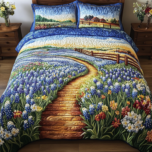 Floral Garden 3-Piece Quilted Bedding Set - Single (59" x 70")