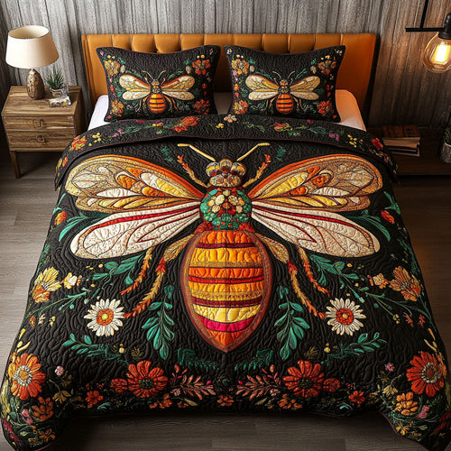 Floral Majesty 3-Piece Quilted Bedding Set - Single (59" x 70")