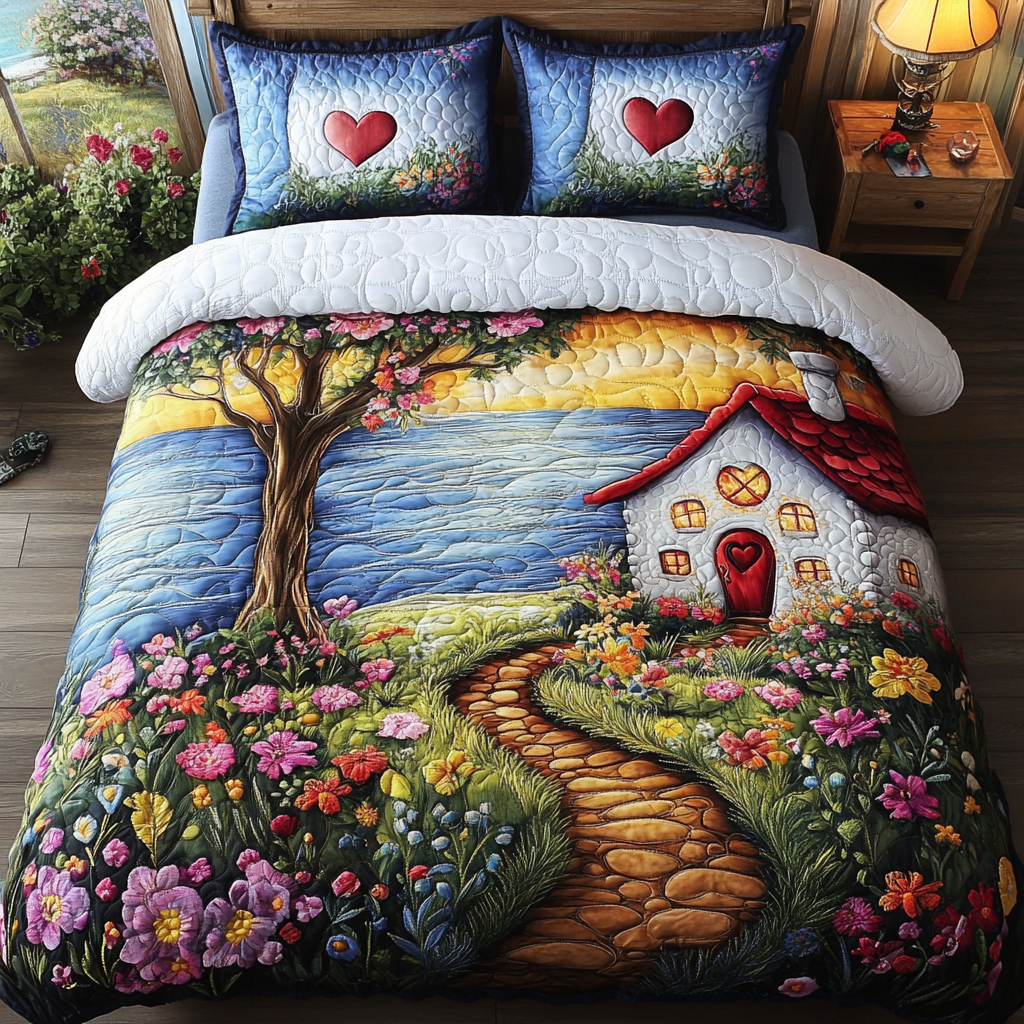Floral Path 3-Piece Quilted Bedding Set - Single (59" x 70")