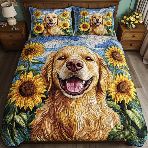 Floral Retriever 3-Piece Quilted Bedding Set - Single (59" x 70")