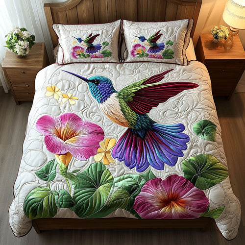 Floral Serenade 3-Piece Quilted Bedding Set - Single (59" x 70")