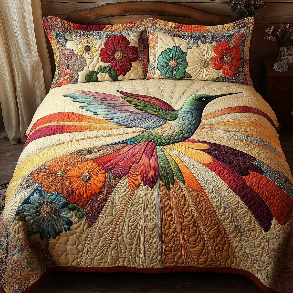 Fluttering Dreams 3-Piece Quilted Bedding Set - Single (59" x 70")
