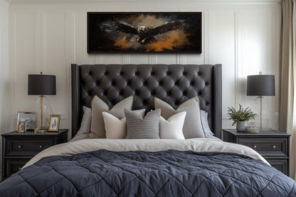 Flying Eagle Long Horizontal Canvas Wall Art For Men