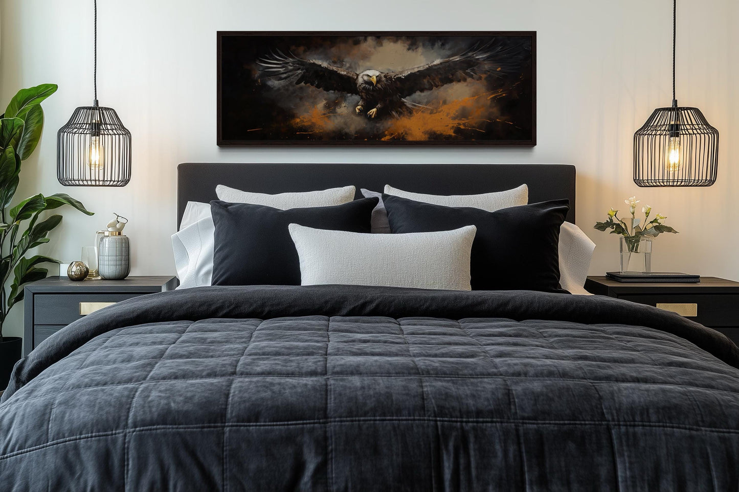 Flying Eagle Long Horizontal Canvas Wall Art For Men