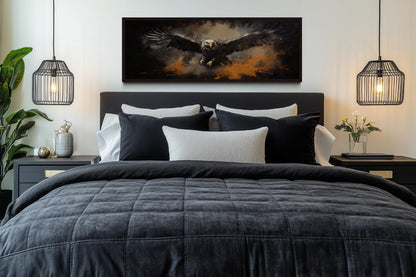 Flying Eagle Long Horizontal Canvas Wall Art For Men