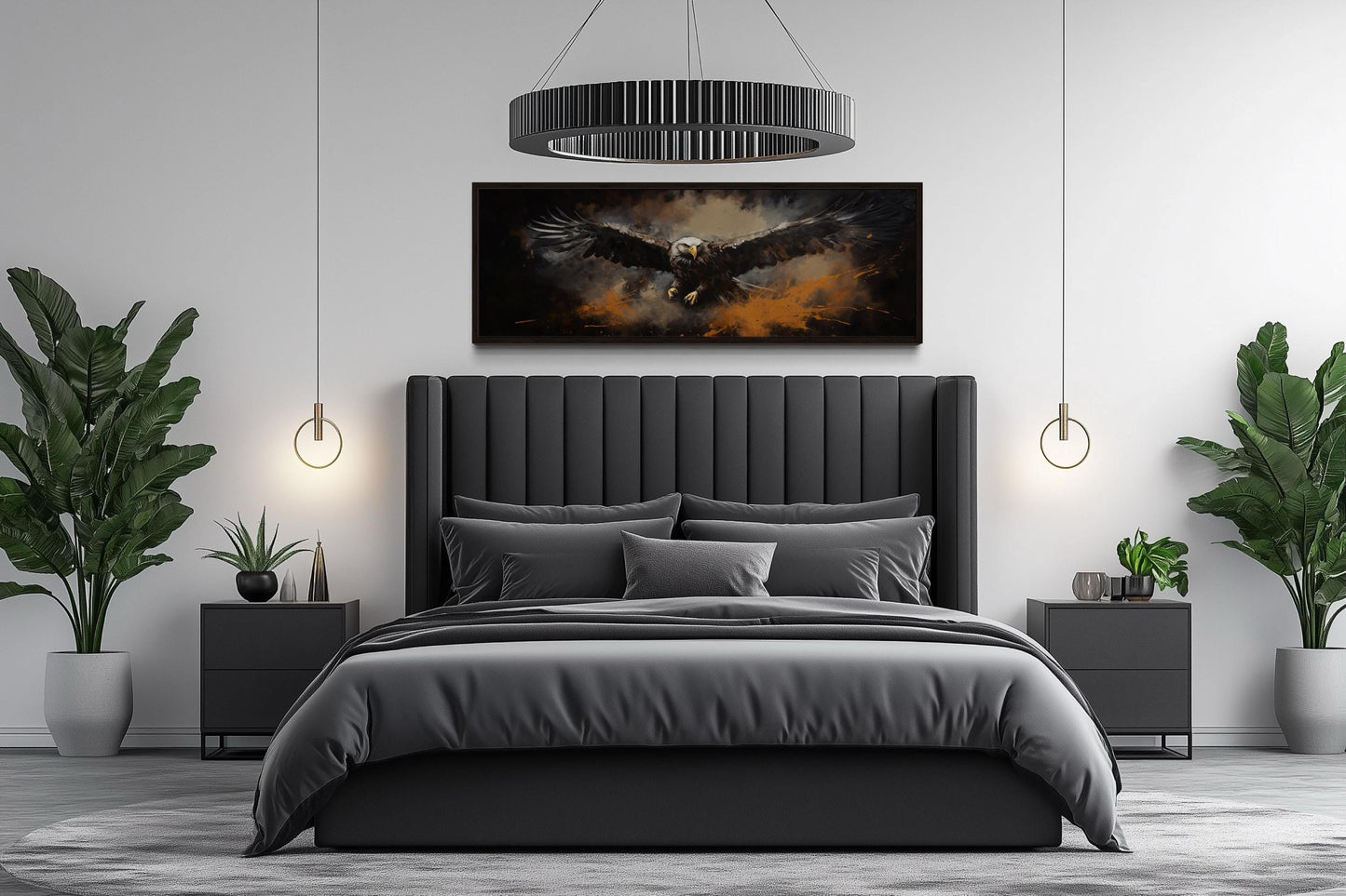 Flying Eagle Long Horizontal Canvas Wall Art For Men