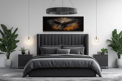 Flying Eagle Long Horizontal Canvas Wall Art For Men