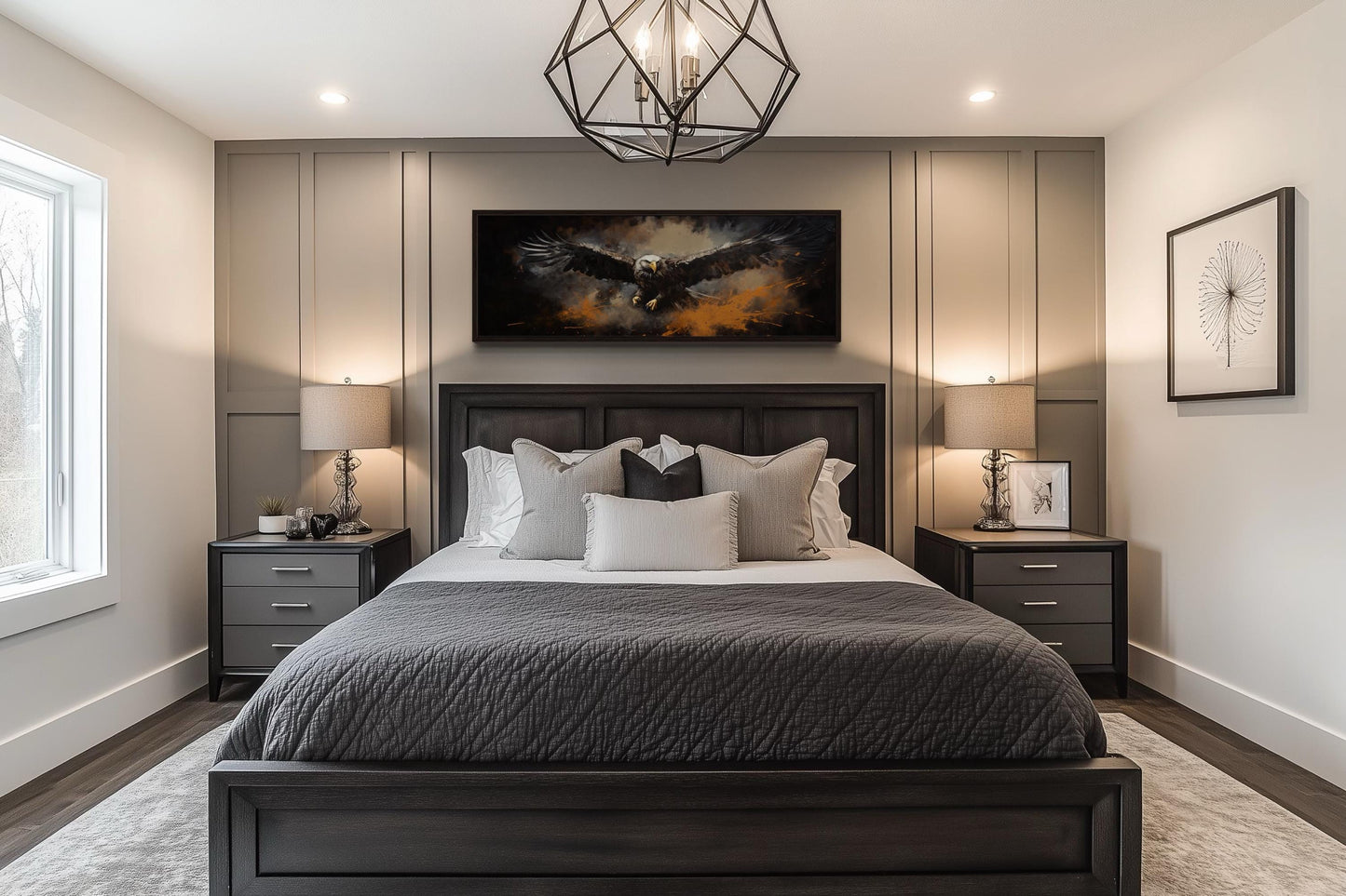 Flying Eagle Long Horizontal Canvas Wall Art For Men